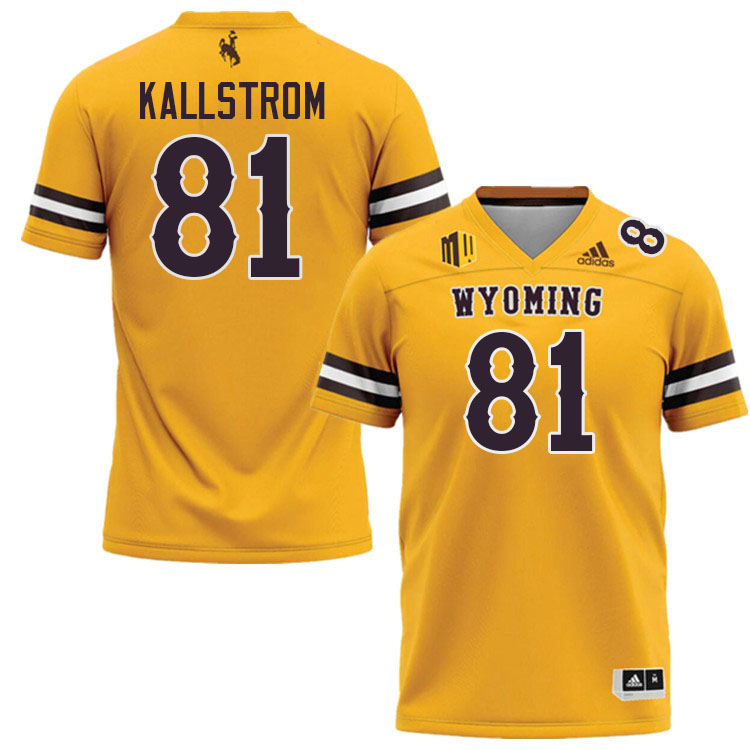 Wyoming Cowboys #81 Hunter Kallstrom College Football Jerseys Stitched-Gold